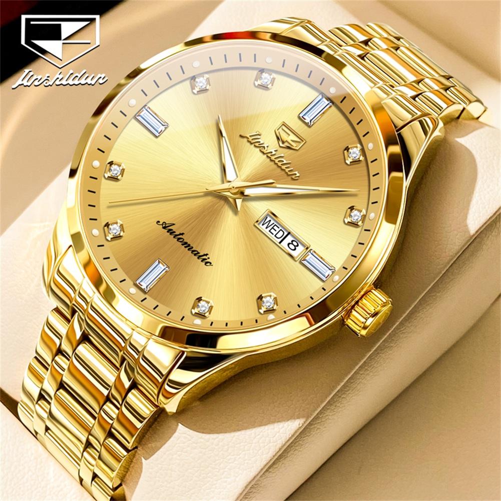 JSDUN 8841 Man Automatic Watch Luxury Original Mechanical Watch For Men Stainless Steel Waterproof Dual Calendar Male Hand Clock