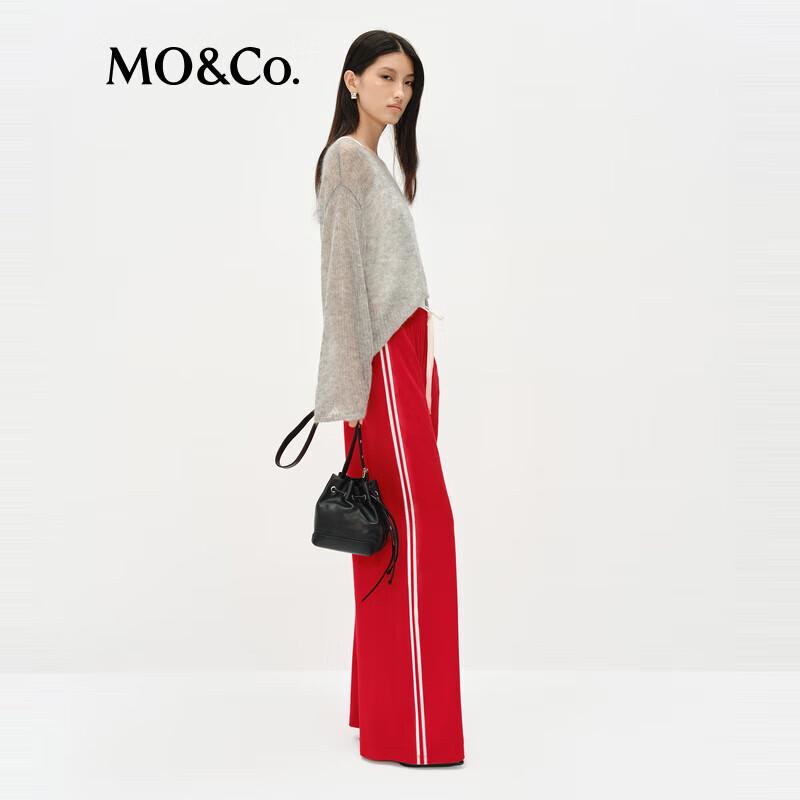MO&Co. Sporty Color-Block Casual Straight-Leg Pants