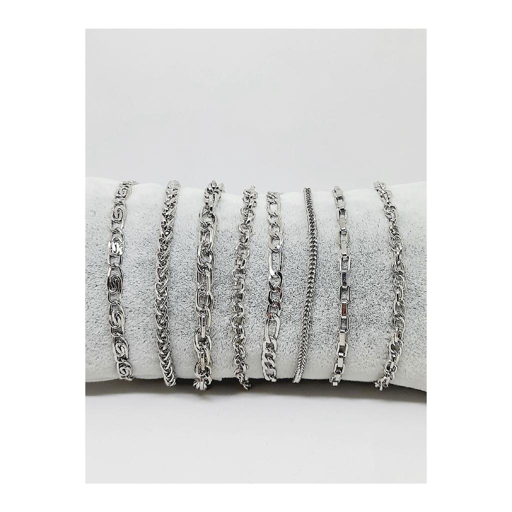 Набор из 10 серебряных браслетов-цепочек