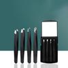 4PCS Eyebrow Tweezers Stainless Steel Tool Eyebrow Clip Beauty Tool Box With Mirror Eyebrow Trimming Set