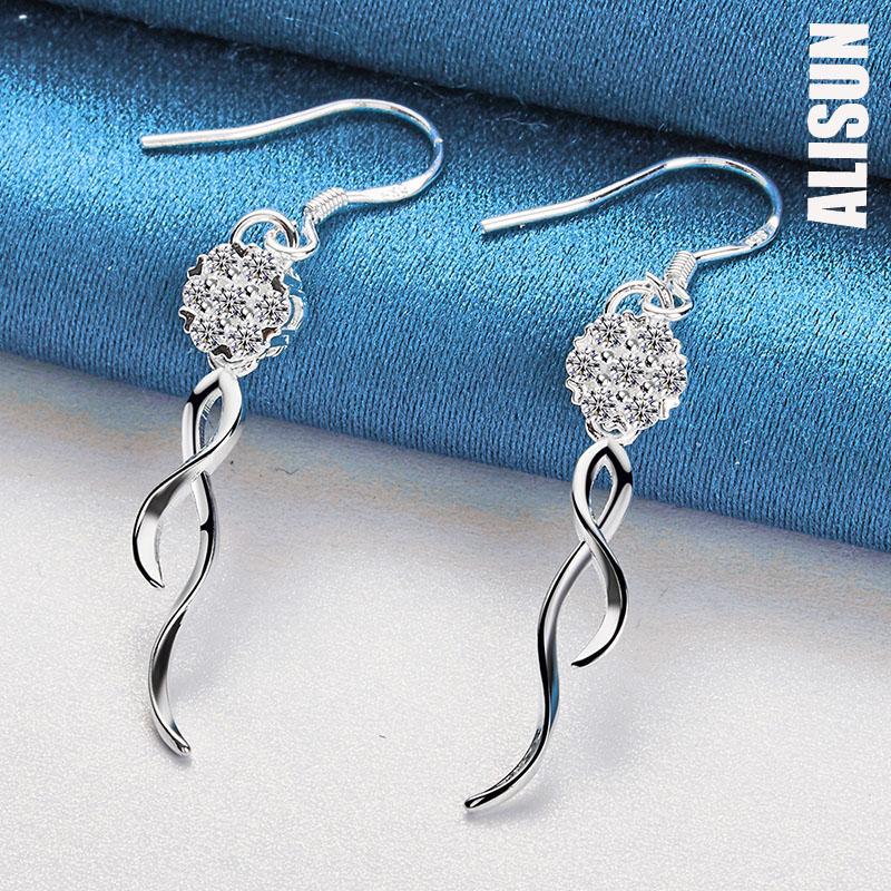 Серьги-подвески из стерлингового серебра 925 пробы с круглыми бусинами 8 мм, цирконием класса ААА, модные свадебные украшения