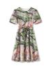 High-Quality Age-Defying Swing Skirt: Women's Summer Vacation Waist-Cinching Printed Dress
