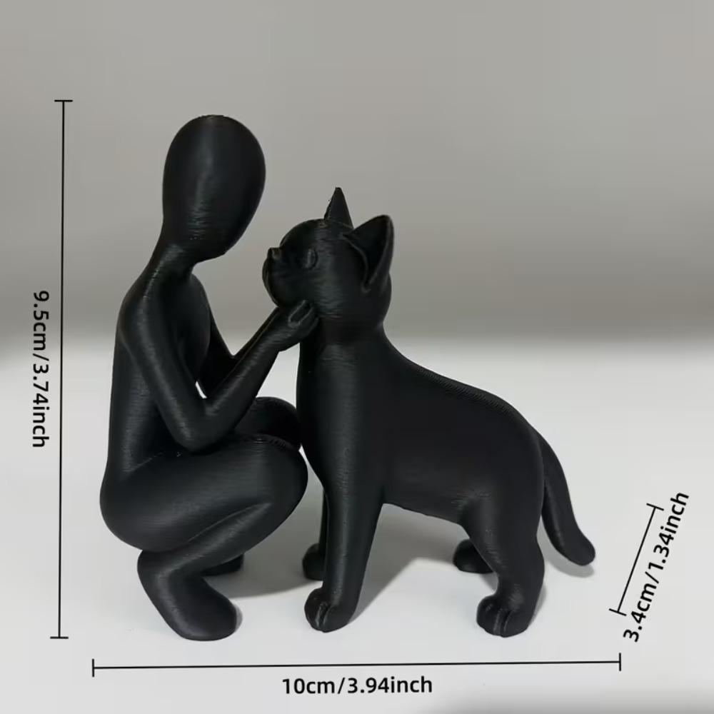 Статуя дружбы между людьми и кошками, элегантная и теплая скульптура хозяев и мурлыкающих, ornament дружбы для любителей домашних животных