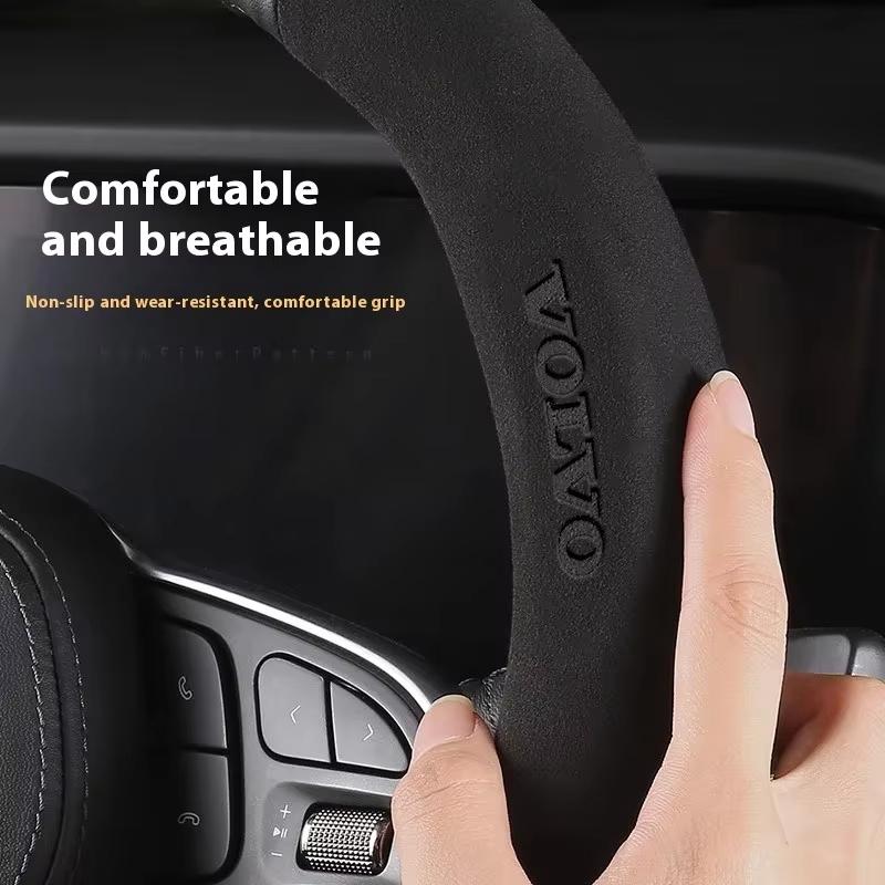 For Volvo XC60 XC90 S60 V50 V90 S80 C40 XC40 V70 C30 Car Steering Wheel Cover 37-38cm Anti-slip Carbon Fiber Leather Accessories