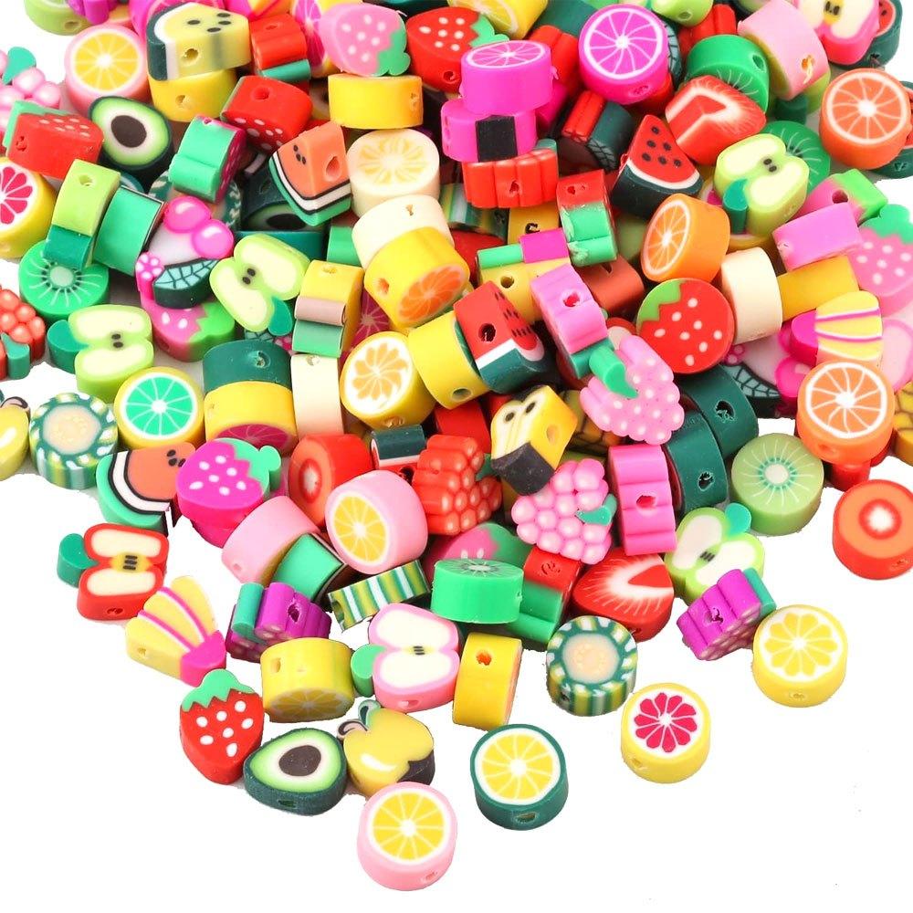50/100/200 шт. Фруктовые бусины из полимерной глины, смешанные фруктовые бусины, разделительные бусины для браслета, ожерелья, изготовления ювелирных изделий