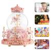 Snow Globe Music Box Color LED Light Crystal Ball Automatic Snowfall Popular Birthday Christmas Gift for Girls Women Girlfriends Merry-Go-Round