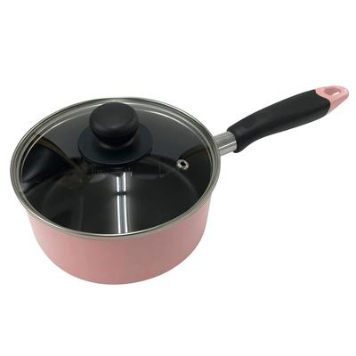 Bestco NQ-0100 Karino 16см Сотейник со стеклянной крышкой, Розовый, Мини-сотейник, Индукционная плита, Газовая плита и Все источники тепла