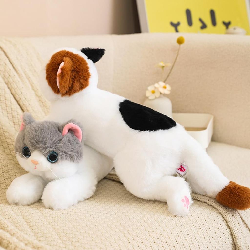 Плюшевая игрушка кошка, милая, белая, черная, полосатая, трехцветная, обнимающая, плюшевый подарок для обнимания ног, подарочный набор, игрушка, животное, кошка, кошка, постельное белье, подушка, игрушка, кошка,