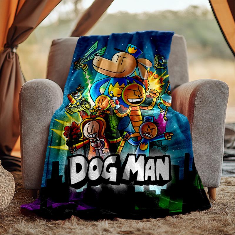 Dog Man Flannel Blanket Soft Warm All-Season Throw, Design for Camping, Car Travel, Hiking Sofa, Bed, Office Perfect Gift for Parties