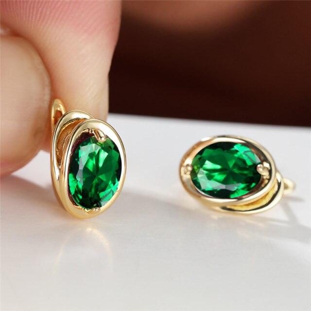Серьги с разноцветными овальными камнями из циркония, винтажные золотые свадебные серьги, простые модные серьги-кольца с радужными кристаллами для женщин