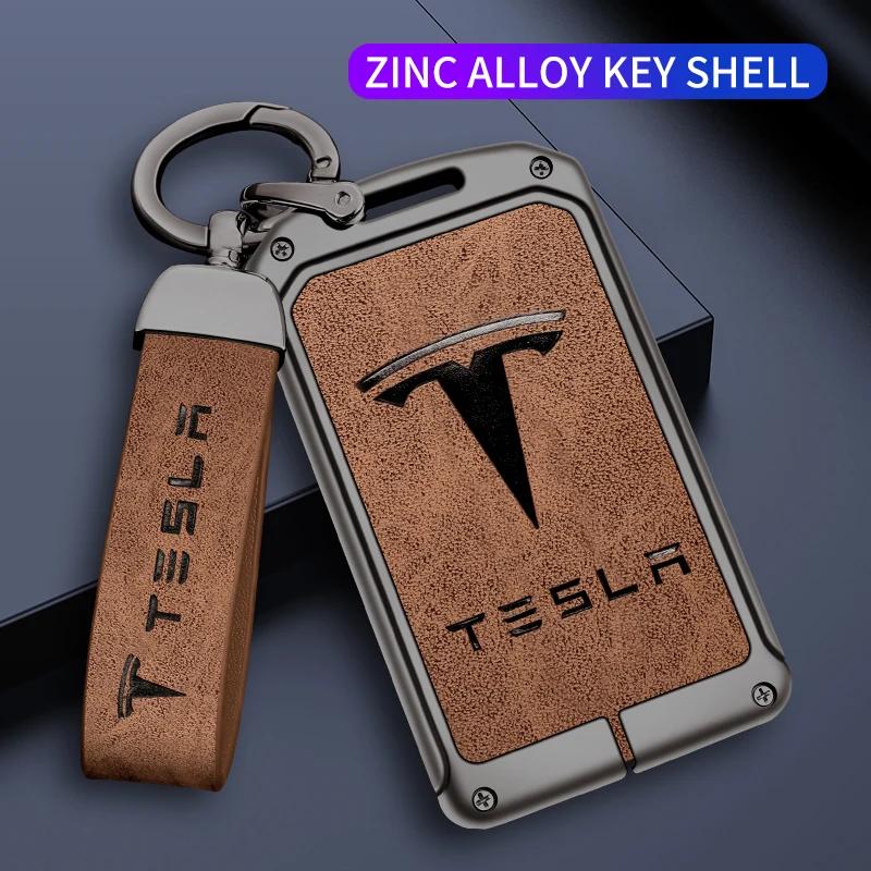 Car Metal Key Case Cover For Tesla Model 3 Model S Model X Model Y Roadster Cybertruck Keyless Card Protector Holder Accessories