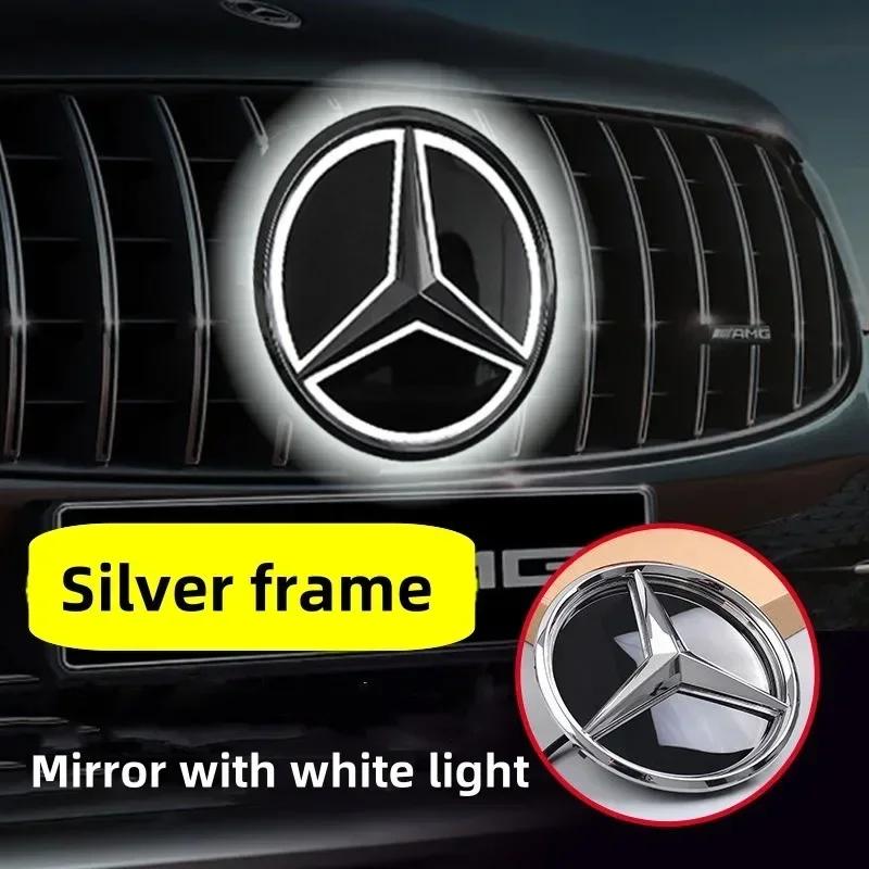 Car Sticker Hot 2026 For Benz Car Front Grill Logo Light mirror face LED Badge Emblem Luminous Decorative Light For Mercedes Ben