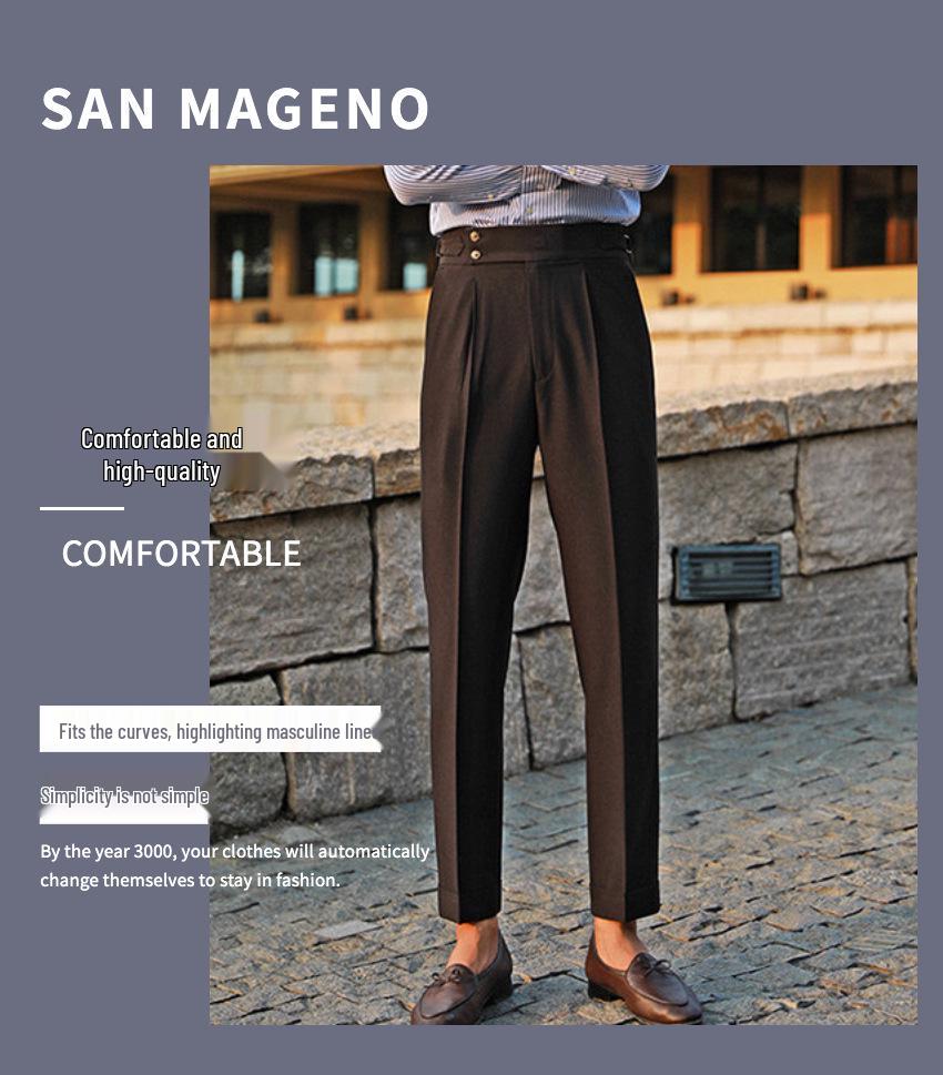 2023 Italian Slim-Fit Men's Business Casual High-Waisted Dress Pants for Autumn and Spring