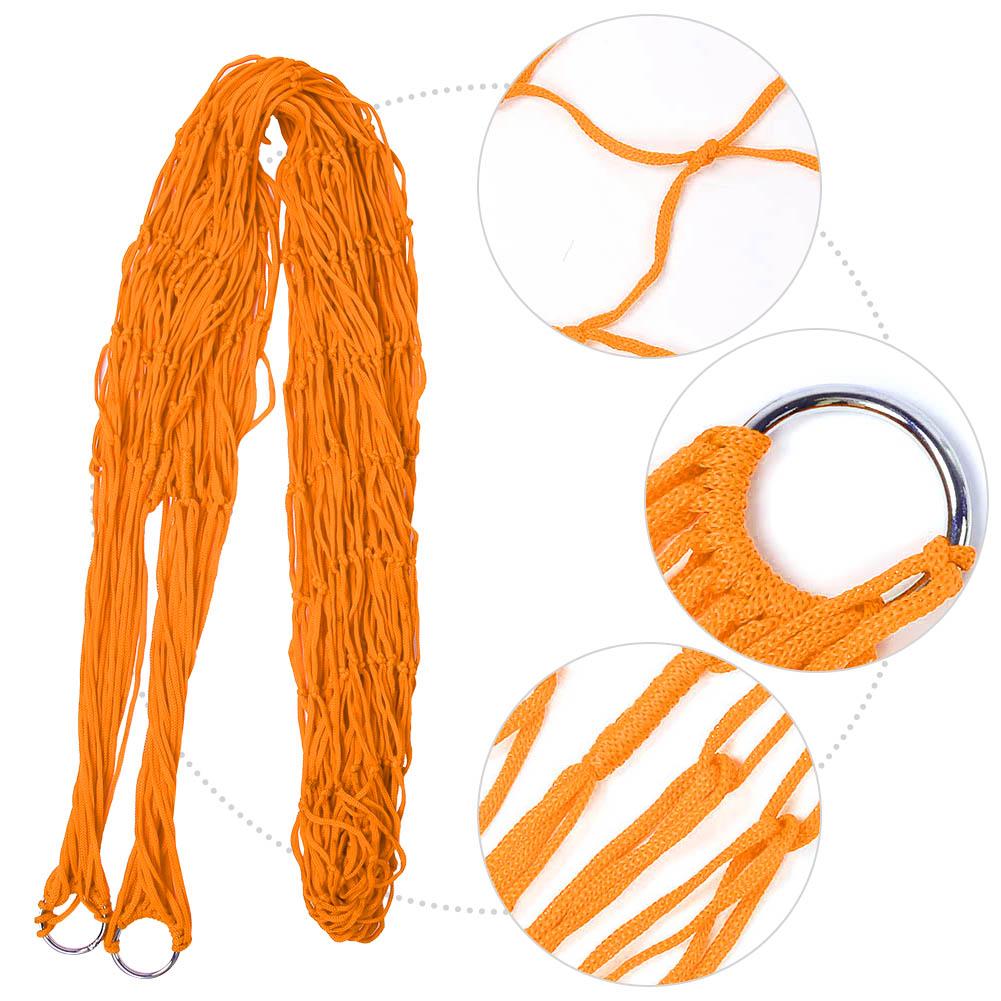 Удобная двухместная подвесная кровать-качели, гамак из нейлоновой сетки для кемпинга на открытом воздухе(оранжевый)