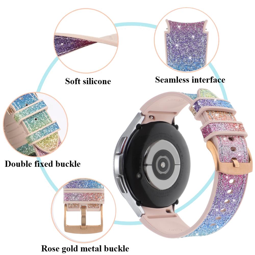 Ремешок без зазоров для Samsung Galaxy Watch 7 40мм/44мм, браслет с блестящим градиентным цветом, силиконовый ремешок для Galaxy Watch7 FE 6 4 Classic/5 Pro 45мм 43мм 46/47мм