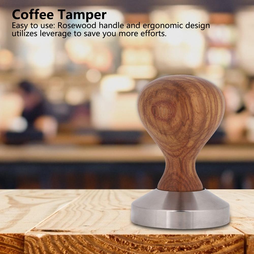 304 Stainless Steel Base Coffee Tamper Wooden Handle Coffee Hammer Coffee Brewing