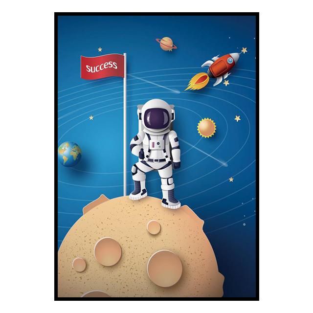 Outer Space Astronaut Cartoon Picture Poster Canvas Painting Kids Room Prints and Decoration Mural for Modern Home Decor No Frame