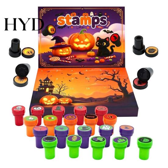 Хэллоуинские призы для класса Адвент-календарь 2026, Набор из 24 самозаполняющихся штампов для детей, Поделки: Тыква, Ведьма, Замок, Паук, Сувенир для вечеринки DIY Подарок