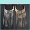 Fashionable Retro Multi Layer Tassel Design Women Metal Necklace For Modern Streetwear Outfit