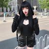 Женщины Готический Панк Толстовки Повязки Сексуальный Вампир Хэллоуин Толстовка Укороченный Топ