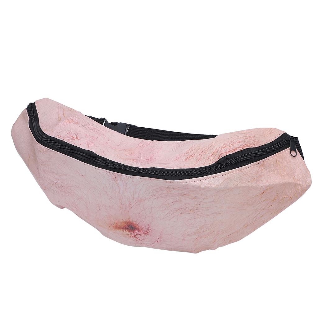 3D Dad Beer Belly Fanny Pack Large Capacity Realistic Zipper PU Dad Waist Pocket Funny Bag