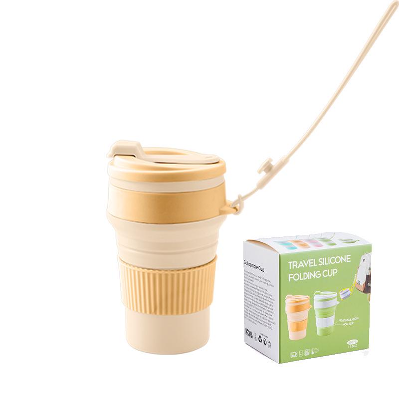 350 мл Портативная силиконовая складная чашка – Прочная, термостойкая, с альпинистской веревкой для путешествий на открытом воздухе и домашнего использования