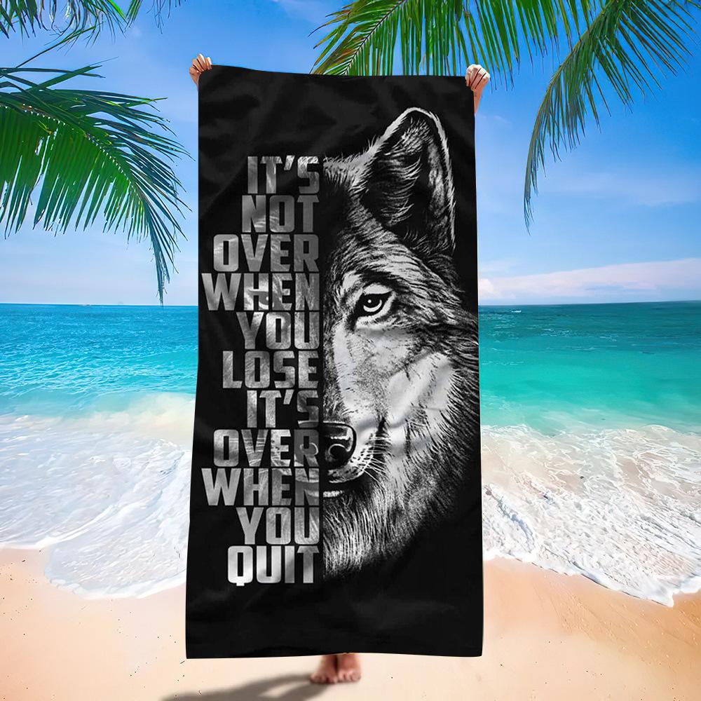 Wolf Beach Towel Class A European And American Microfiber Bath Towel Adult Men And Women Summer Printed Towel