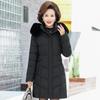 Mom Plus Size Down Cotton-padded Jacket New Middle-aged and Elderly Winter Clothes Long Cotton-padded Women's Cotton-padded Jacket Big Fur Collar Coat