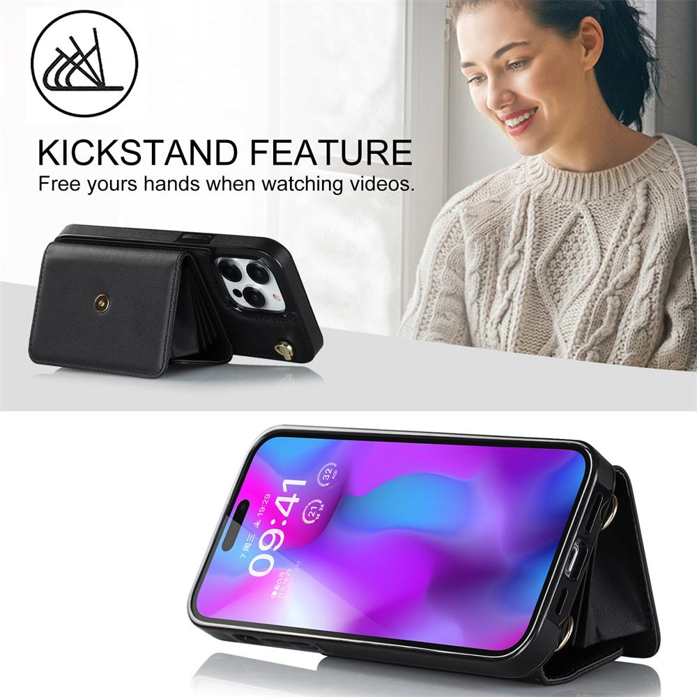 Кожаный чехол-кошелек с диагональным ремешком и кронштейном для iPhone 15 Plus 14 Pro 13 Mini 12 Pro Max 11 Pro Max SE 2020 XS XR 8 7