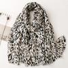 Women'S Cotton And Linen Hand Feel Scarf, European And American Socialite Style Hot Stamping Leopard Print Satin Soft Fringed Scarf Shawl