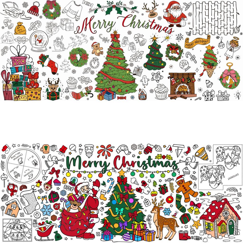 Christmas Graffiti Coloring Poster for Kids, Holiday Gift, Wall Decoration, One-Time Drawing Paper Poster for Children's Party Activities