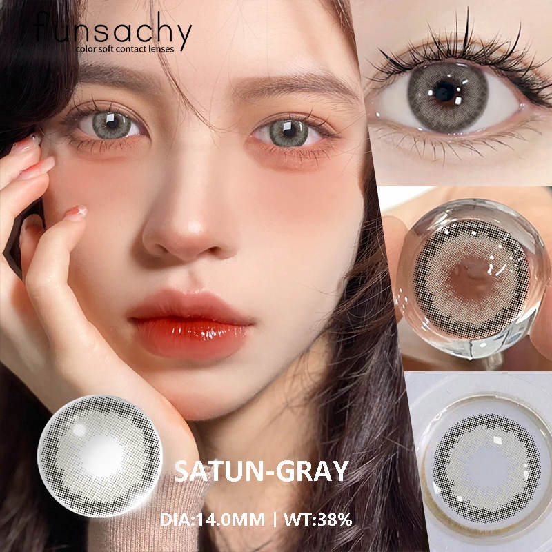 FUNSACHY 2PCS годовые цветные контактные линзы для глаз натуральные зрачки серо-голубые контактные линзы косметика косметика высокого качества линзы