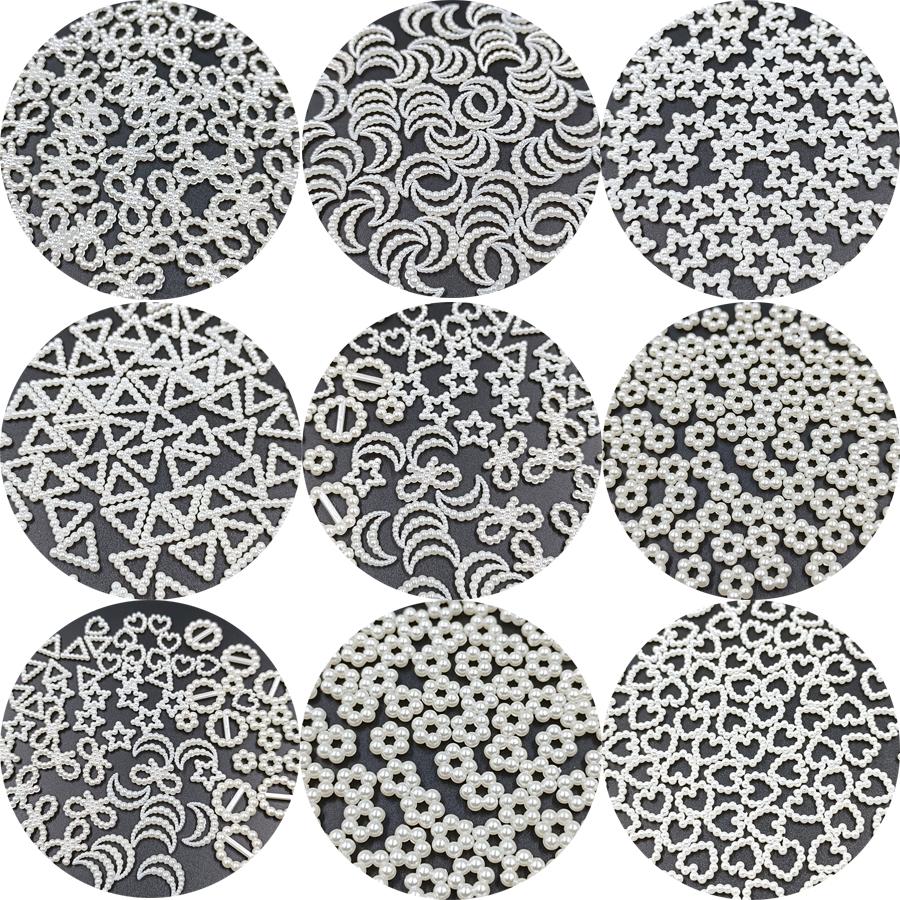 Геометрия Сердце Звезда Цветок Белый Цвет Свободные Бусины ABS Полый Жемчуг Поделки для DIY Украшения Ногтей Изготовление Ювелирных Изделий Подвески Материал Ручной Работы