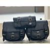 Buffalo Leather Black Motorcycle Combo Saddle 3 Saddlebag Luggage 3 Side Bags