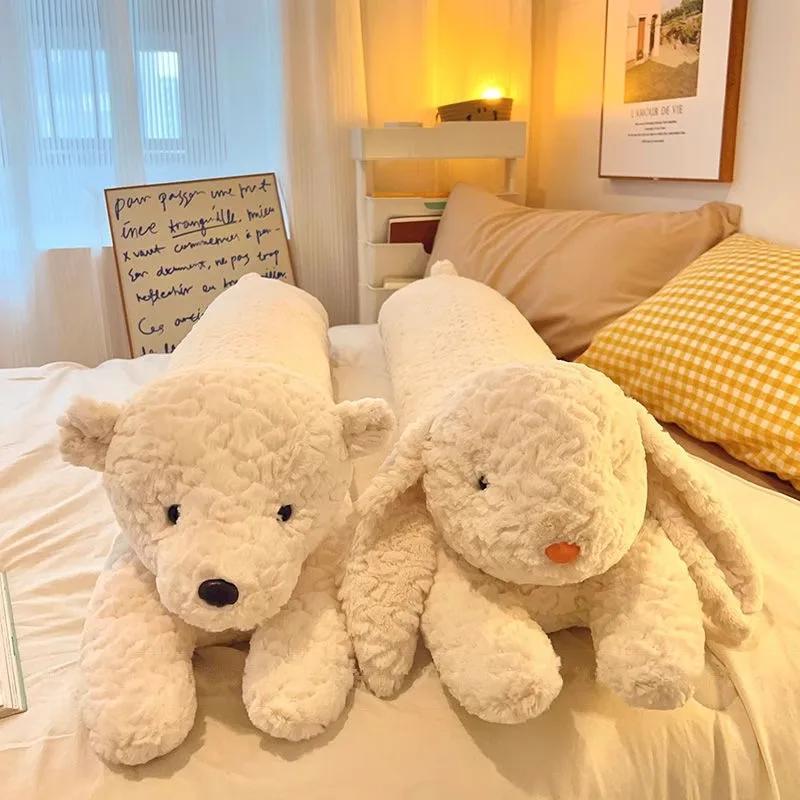 Large Rabbit Body Pillow Long Bear Adorable Stuffed Animal Rabbit Sleeping Cushion Decorative Body Pillow Chair Back Cushion Decor