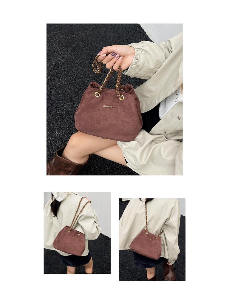 2025 Fashion Suede Retro Shoulder Bag - Versatile Autumn/Winter Chain Underarm Bucket Bag