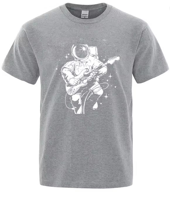 Summer Unisexs TShirt High Quality Cotton Blend Funny Astronaut Playing Guitar Print Casual Loose Cool Unisex ONeck TShirt Tee Top