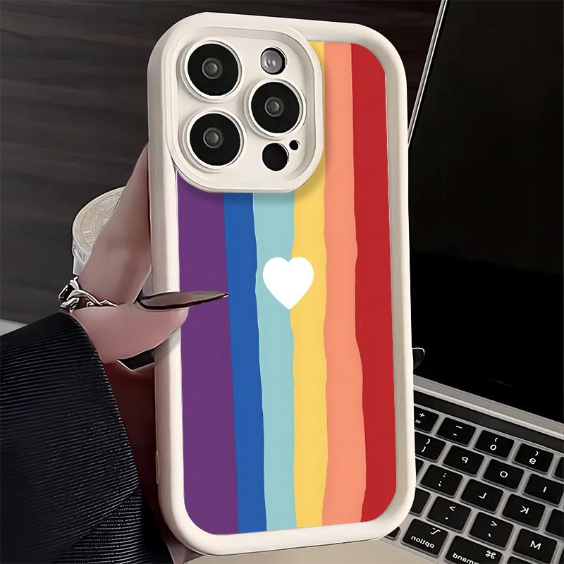 Phone Case for iPhone 17 Air 16E 15 16 Pro Max Rainbow Gradient Love Desgin Cover 14 Plus 13 12 Mini Soft Shell Silicone Fundas