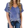 Женская летняя модная повседневная блузка с V-образным вырезом и коротким рукавом с принтом