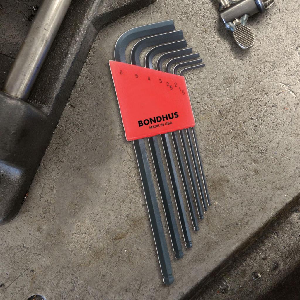 Made in USA BONDHUS Hex Ball Point Long Black Oxide Set BLX7M 10992 L-Wrench Set, Finish, 7-Piece (1.5, 2, 2.5, 3, 4, 5, 6mm) No.