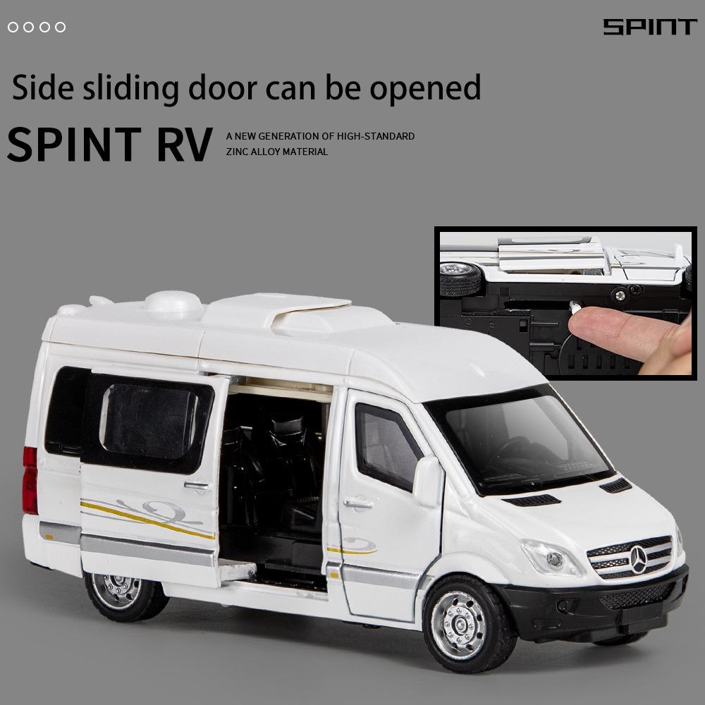 1/32 Scale Benz Sprinter MPV Diecast Car Model Toy, Pull Back Toy Vehicle with Sound and Light for Kids Toddler Boys Girls Gift Collection