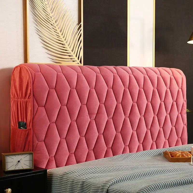 Роскошный утолщенный бархатный стеганый чехол на изголовье, однотонный высококачественный универсальный прикроватный чехол, мягкий плюшевый чехол на изголовье кровати