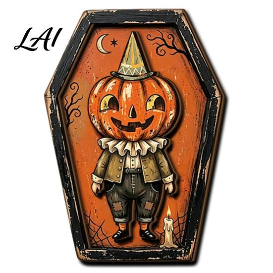 Indoor Outdoor Festive Accents Vintage Halloween Wooden Decor Coffin-Shaped Tabletop Ornaments Freestanding & Hanging Decorations for Home Ornament