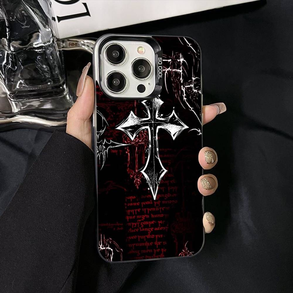 Готический Кибер Сигил Крест Чехол для Телефона Для iPhone 17 Air 16 15 14 11 12 13 Pro Max Plus X XR XS Цветной Серебряный Жесткий Чехол