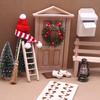Gnome Door Accessories Christmas Set Realistic Dollhouse Decoration Wooden Elf Door with Post Box Ladder Wreath Kit