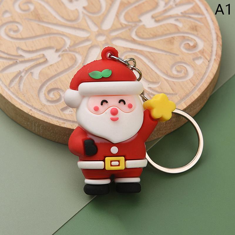 Christmas Series Santa Claus Christmas Tree Key Chains For Backpacks Pendant Cute Elk Doll Key Ring For Kids Friends Gift