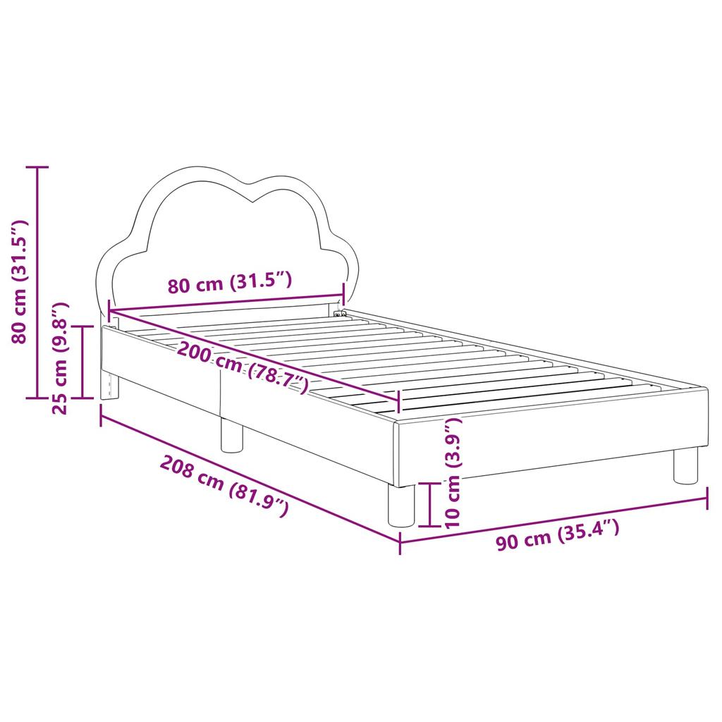 Kids Bed Frame with Headboard Black 80 x 200 cm PU Leather