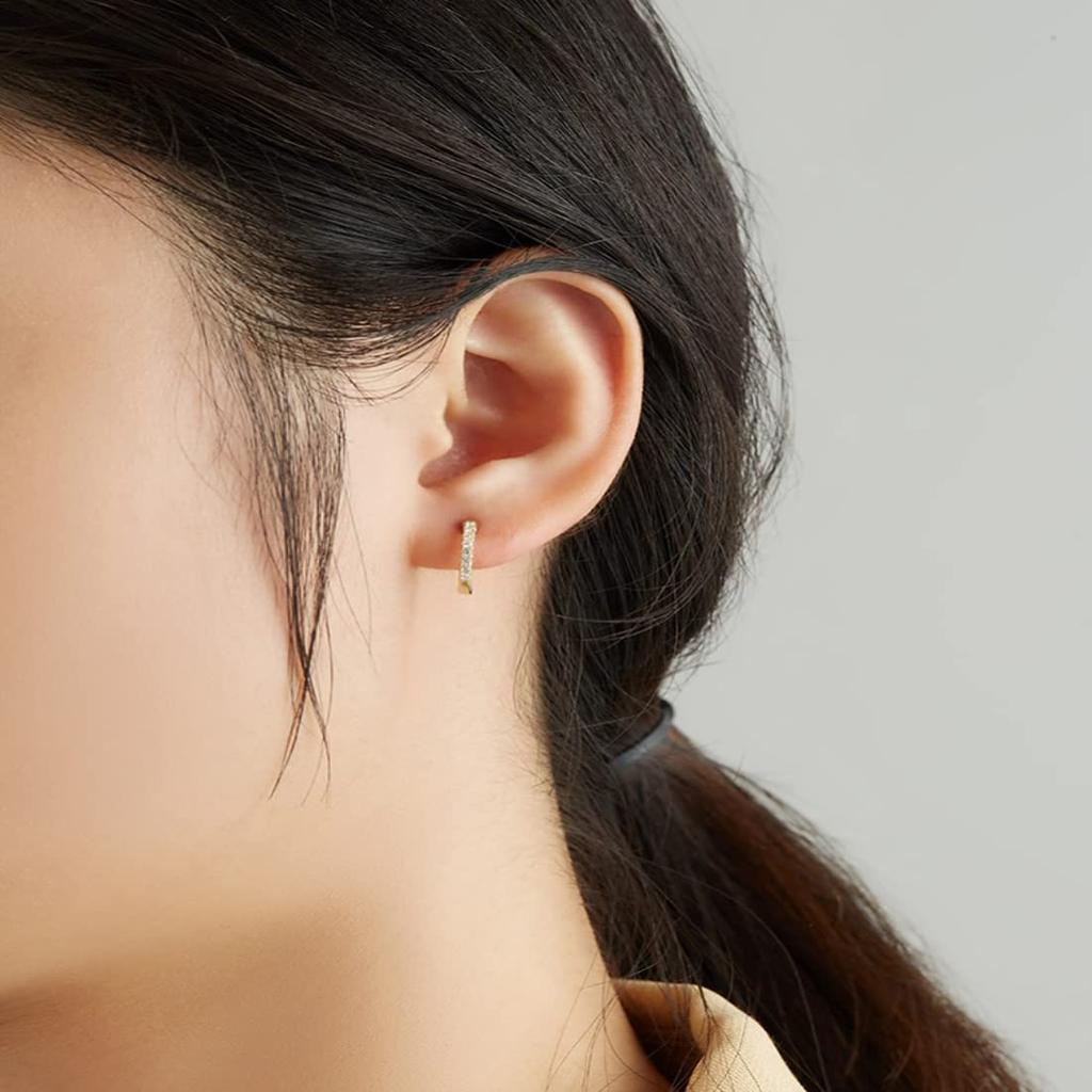 Rockyu Серьги для 925 Зеркальное Кольцо Хуп Ювелирные изделия Женские, Серебро, Цирконий, Мульти-Бриллиант, Отделка, Круглые, Серьги, Серьги, Гипоаллергенные,