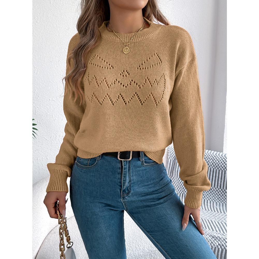 Женский вязаный свитер - Однотонный пуловер с рукавами-фонариками на шнуровке, Хэллоуин, женский топ