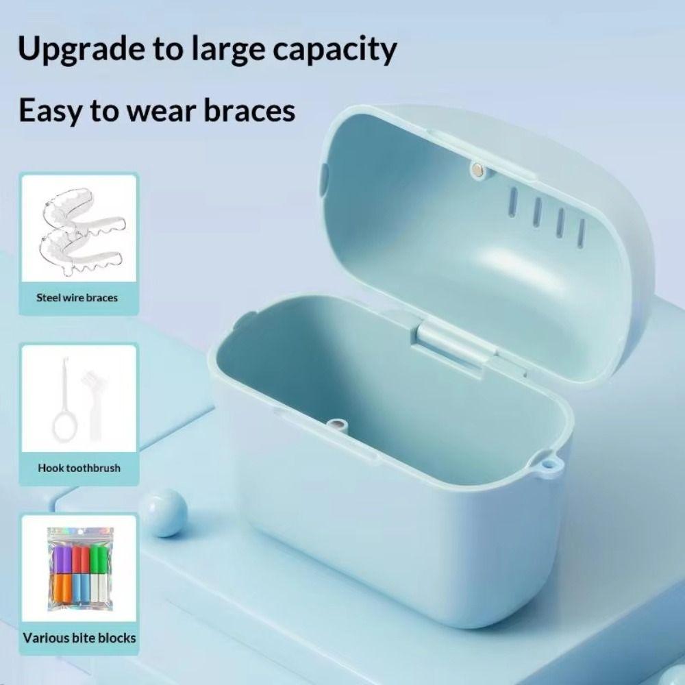 Protective Denture Retainer Case Reusable Dental Braces Container Denture Soaking Cup Home Use